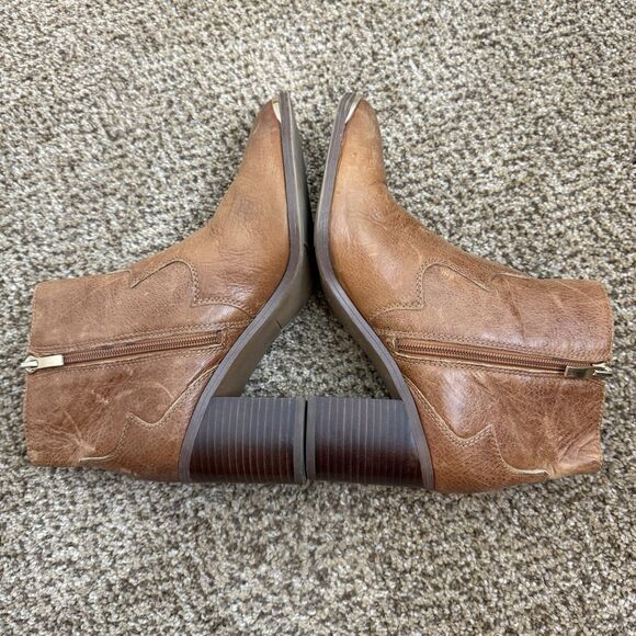 Franco Sarto Bushwick Women's 8.5M Bootie Brown Leather Cowgirl Ankle Boots - Picture 9 of 15